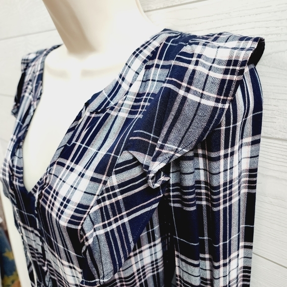 LOFT Plaid Ruffle Dress - Picture 3 of 9